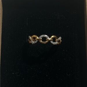 Gold Link Sparkle Ring - Gold Color Sz 7